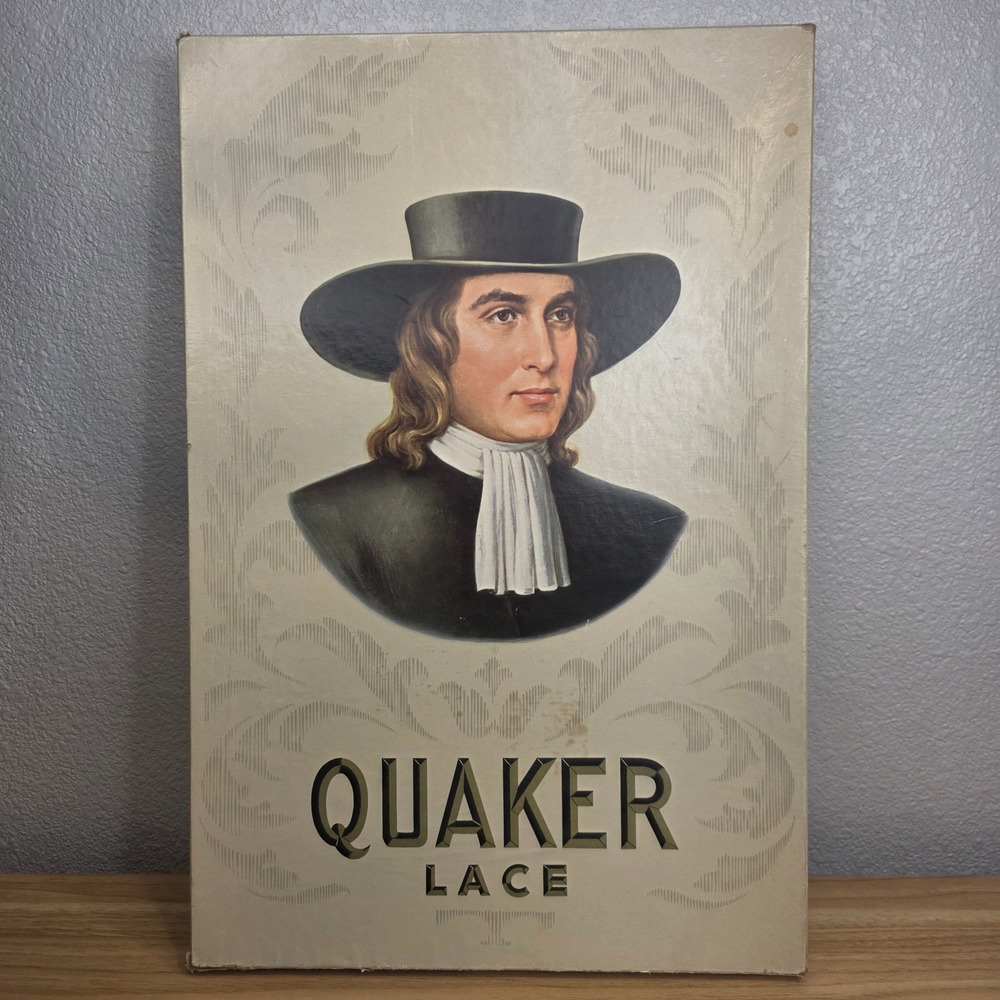 Vtg 1940s Quaker Gala #4200 Lace Tablecloth Color: Egyptian 54x72 USA With Box